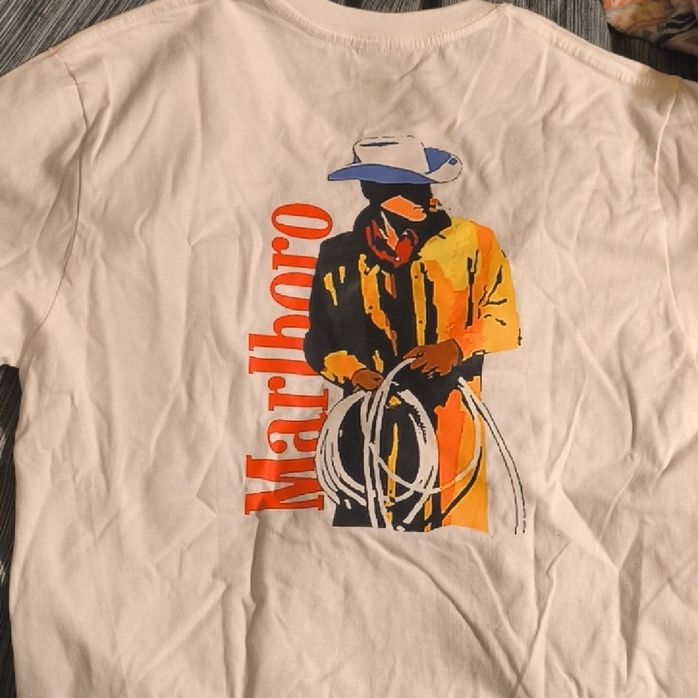 Marlboro Cream Short Sleeve Tee with Graphic Design